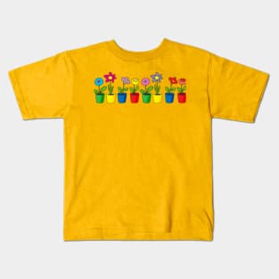 bright flowers in pots Kids T-Shirt